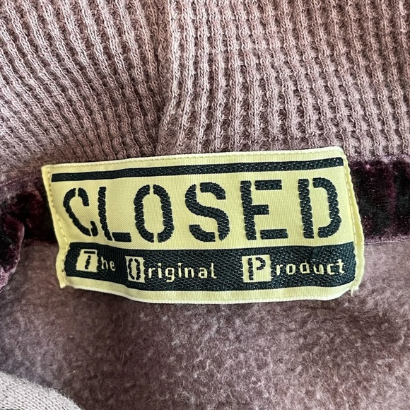 CLOSED distressed lilac patchwork hoodie jacket Medium Streetwear Coastal - Picture 7 of 7